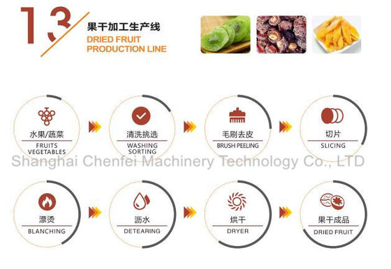 Stainless Steel 304 Dried Fruit Processing Equipment ISO9001 Certification